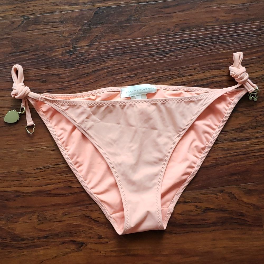 Stella McCartney Peach Bikini Swim Bottoms Size Large Charms Retro Y2K Chic